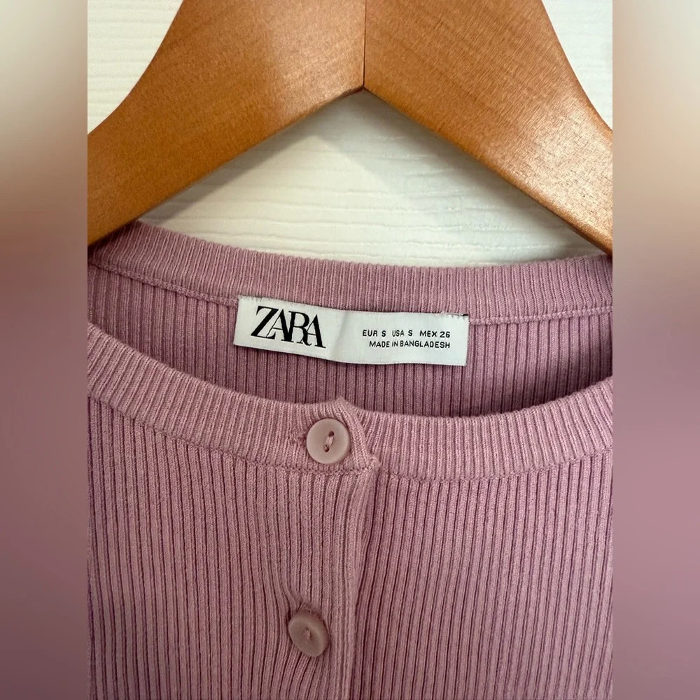 Zara Mauve Ribbed Knit Top - Picture 3 of 4